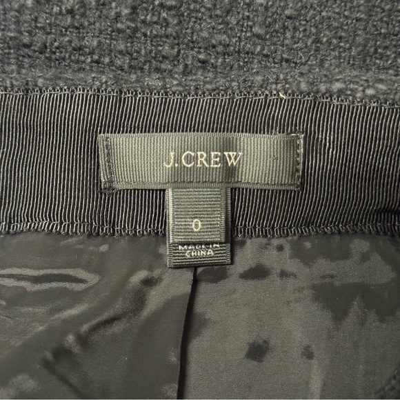 J. Crew Black Tweed Pencil Skirt Fringe Raw Hem 0 - Picture 4 of 5